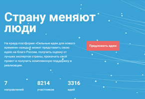 Форум «Сильные идеи для нового времени» продолжает сбор предложений россиян для развития нашей страны по 7 направлениям